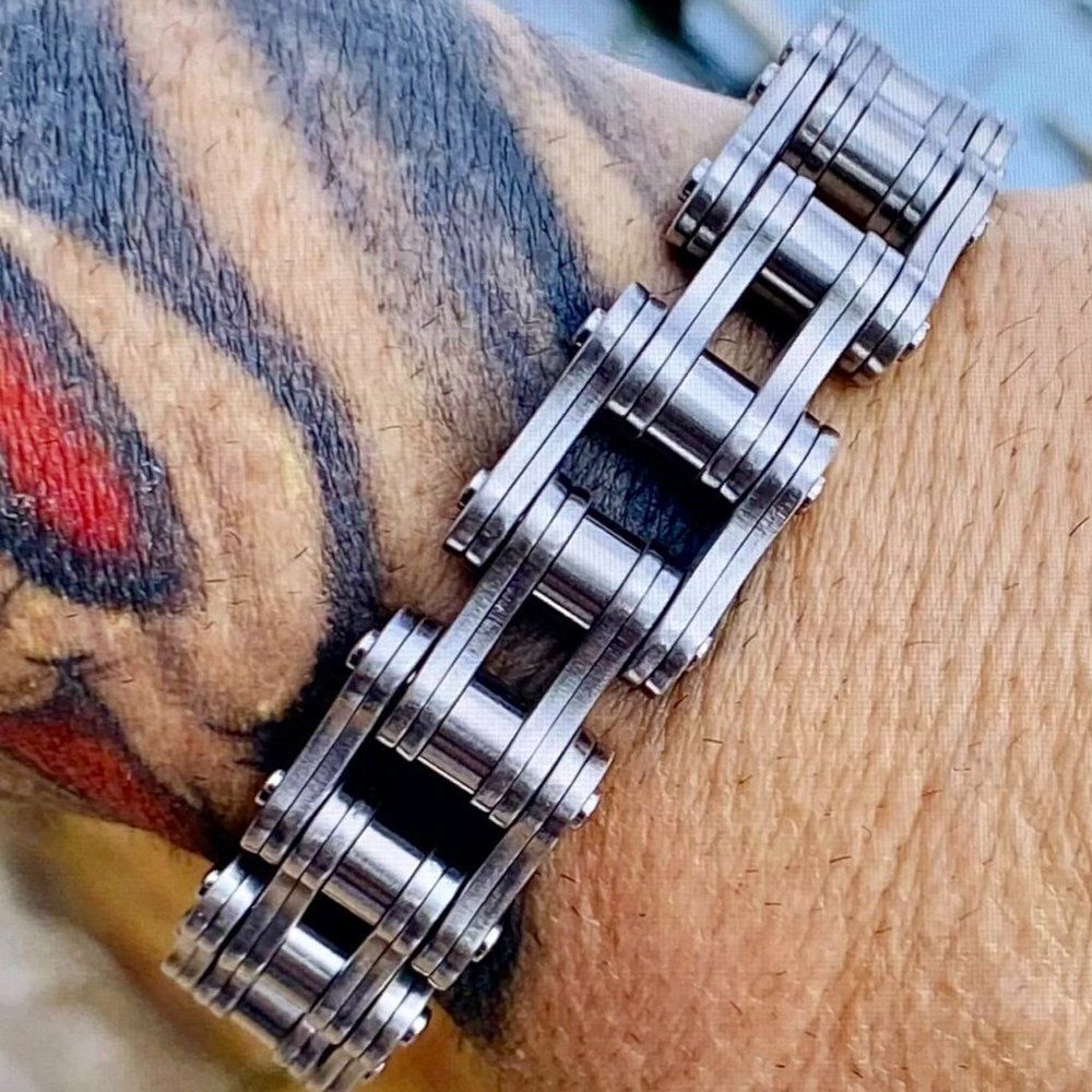 Silver Motorcycle Biker Link Chain Bold Stainless Steel Bracelet NEW